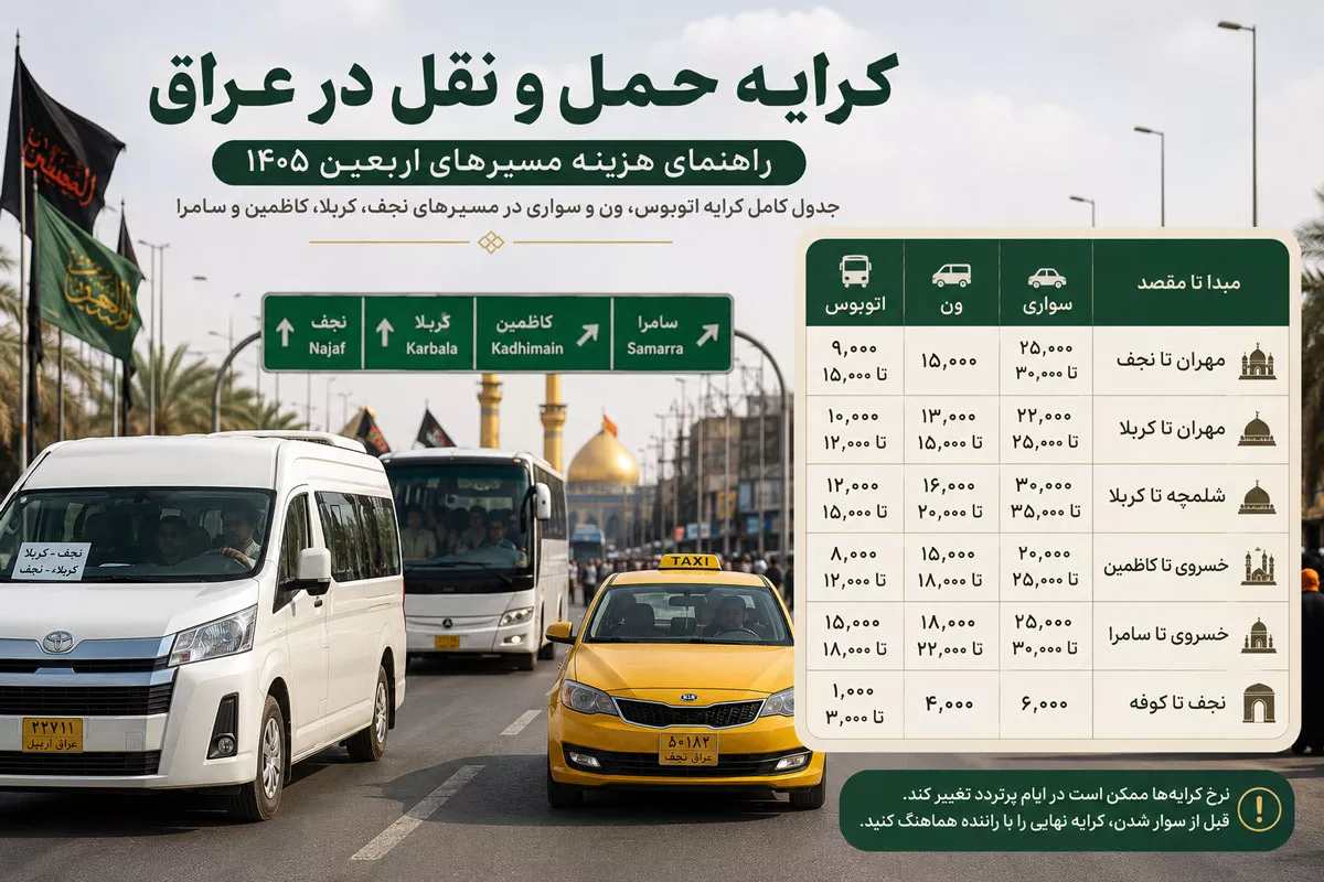 کرایه حمل و نقل اربعین در عراق